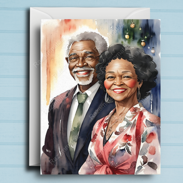 Black Couple T Christmas Card
